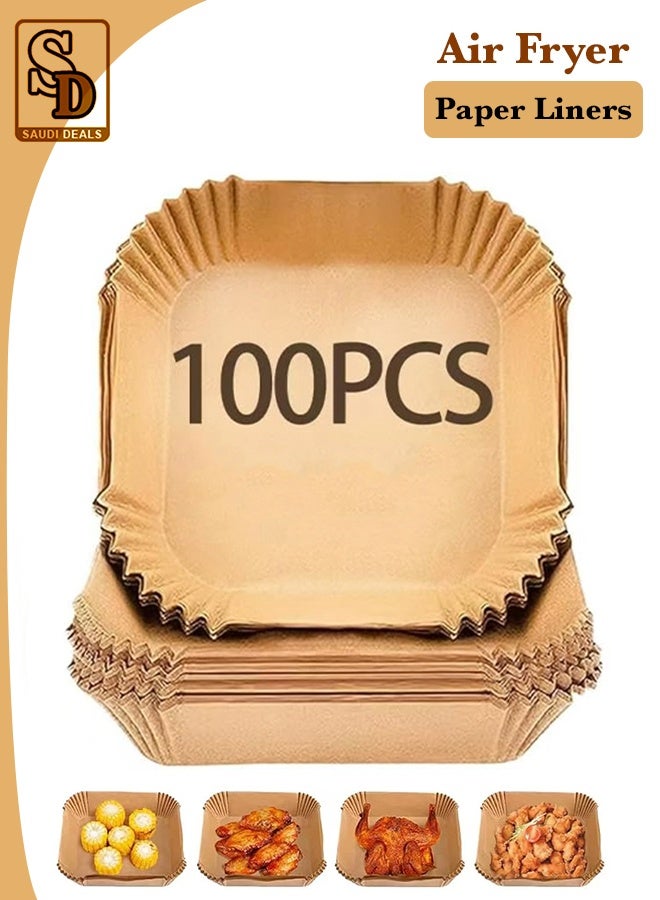 Saudi Deal Air Fryer Paper Liners, Disposable Parchment Sheets for Ovens, Air Fryers and Serving Food and Baking, Square Shape, Pack of 100 - Image 1